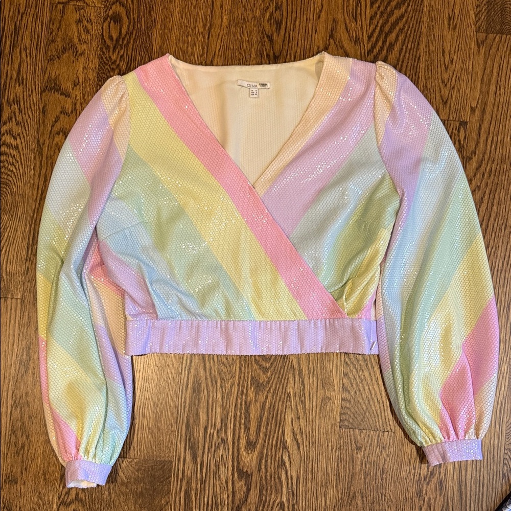 Olivia Rubin Colorful Striped Sequin Blouse